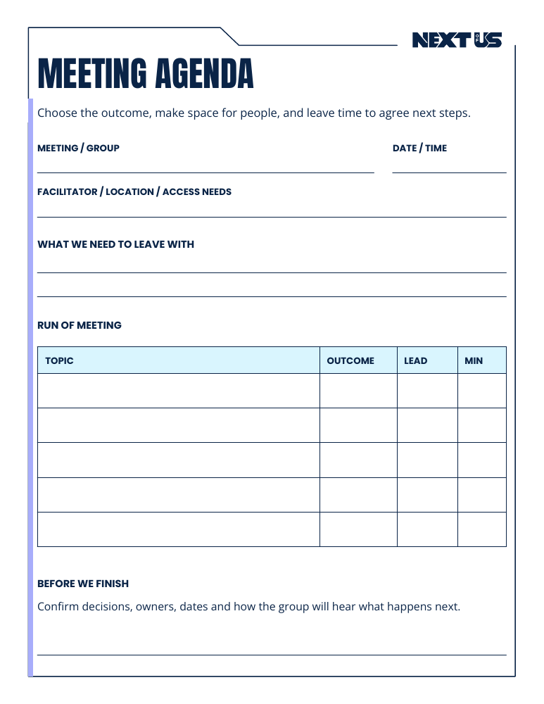 First page of the Meeting Agenda design
