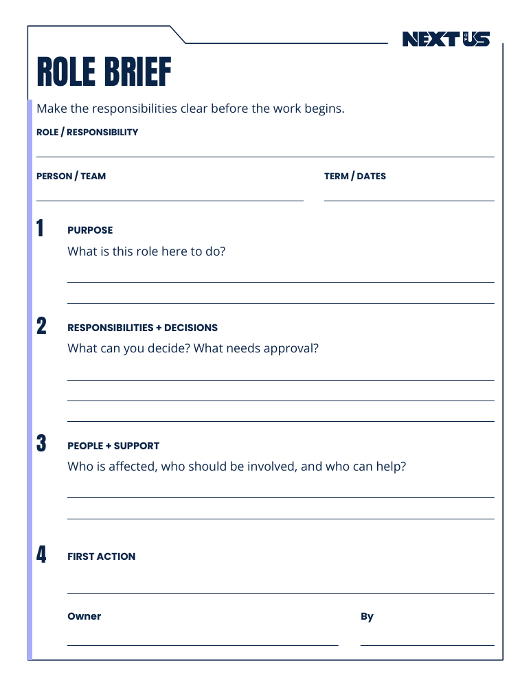 First page of the Role Brief design